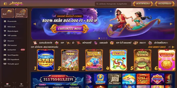 Alawin Casino úvodná stránka na mobile