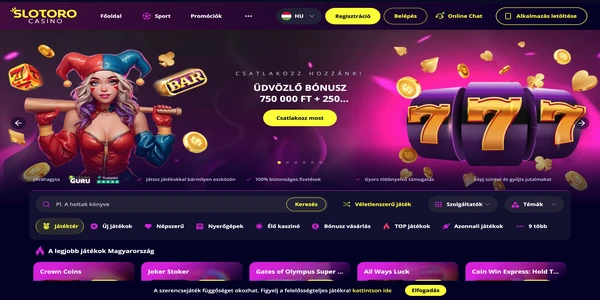 Slotoro Casino úvodná stránka na mobile